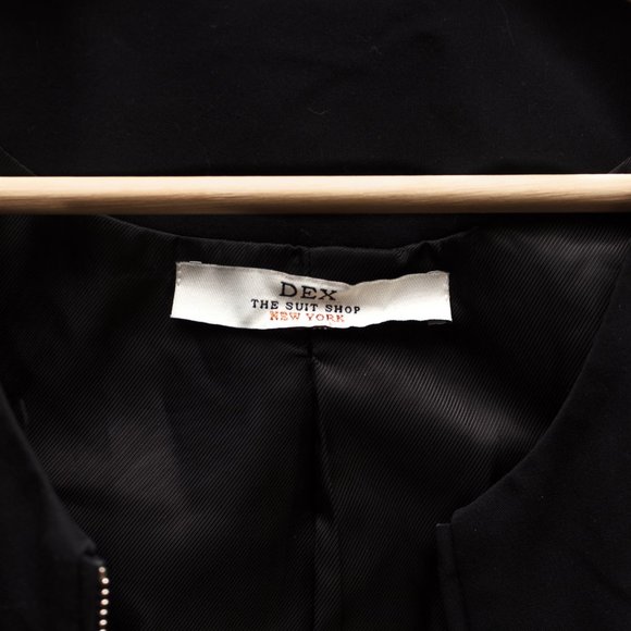 DEX | Black Zip-Up Work Blazer w/ Silver Details - Picture 4 of 5